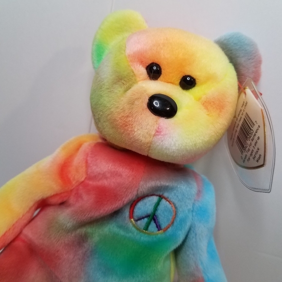 TY Peace Tie dyed Bear Beanie Baby Protective Case 90s Y2K - Picture 2 of 8
